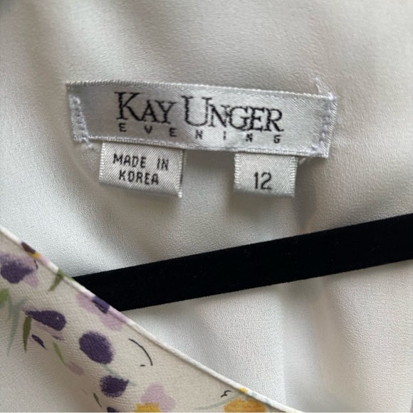 Kay Unger 100% Silk Floral Sleeveless Dress Size 12 with matching scarf - Picture 2 of 13